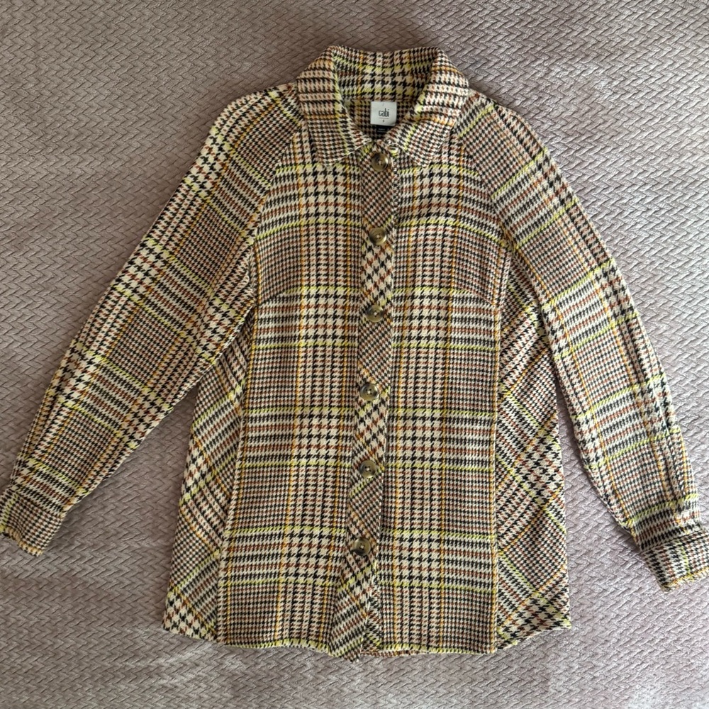 Cabi Plaid Brown Cotton Jacket
